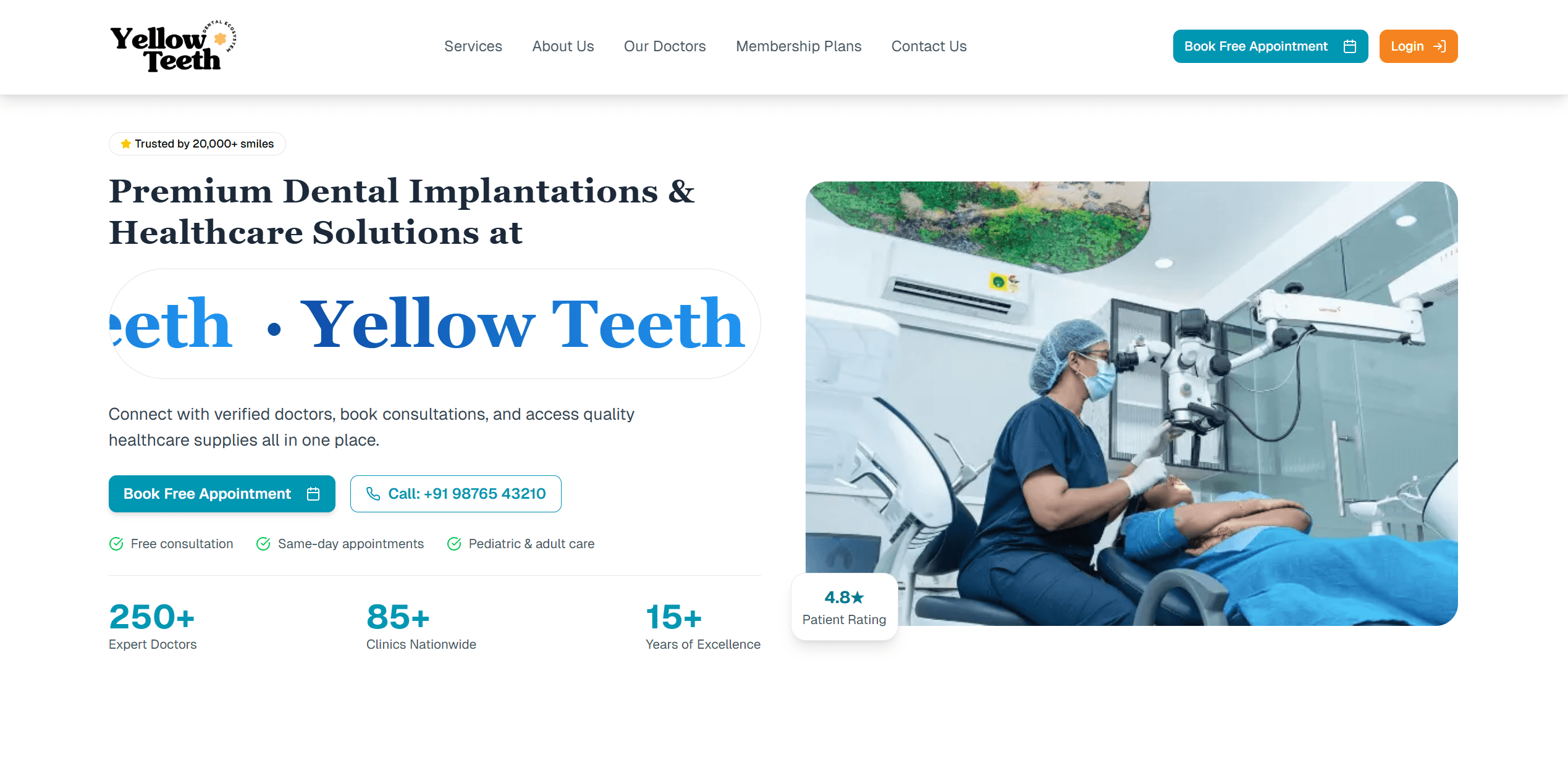 YellowTeeth — Dental Healthcare Platform screenshot